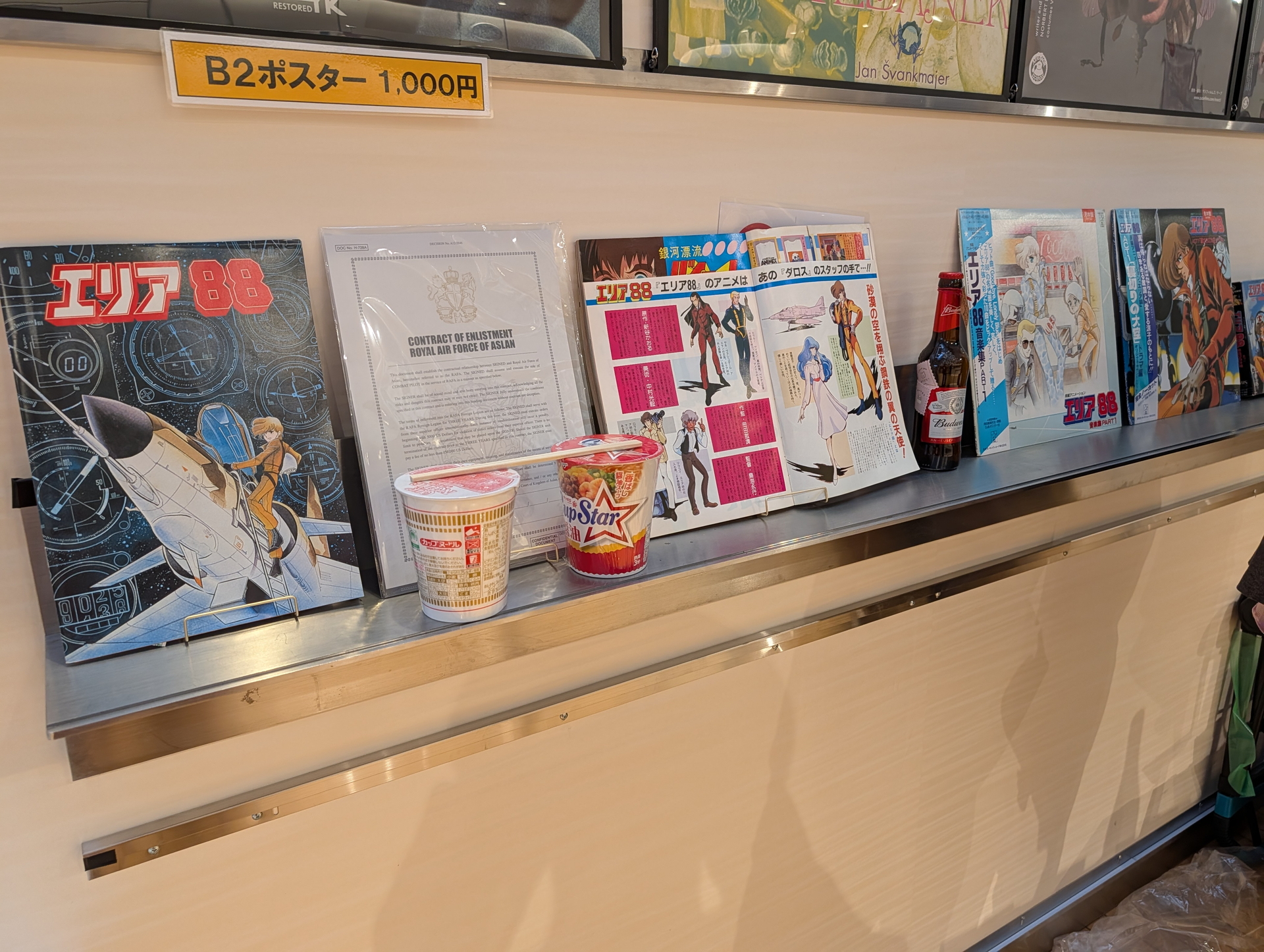 「エリア88」関連記事掲載のアニメ雑誌やLDジャケットなど