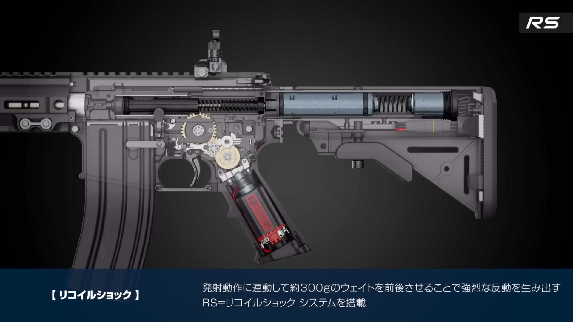 「リコイルショック」システムはバッファーチューブ内に独立したユニットとして収納