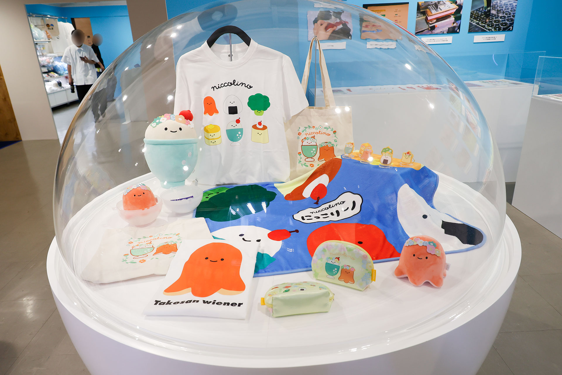 「モンスターガチャ」や「玉入れポン！」でゲット出来るアイテムも展示されていた
