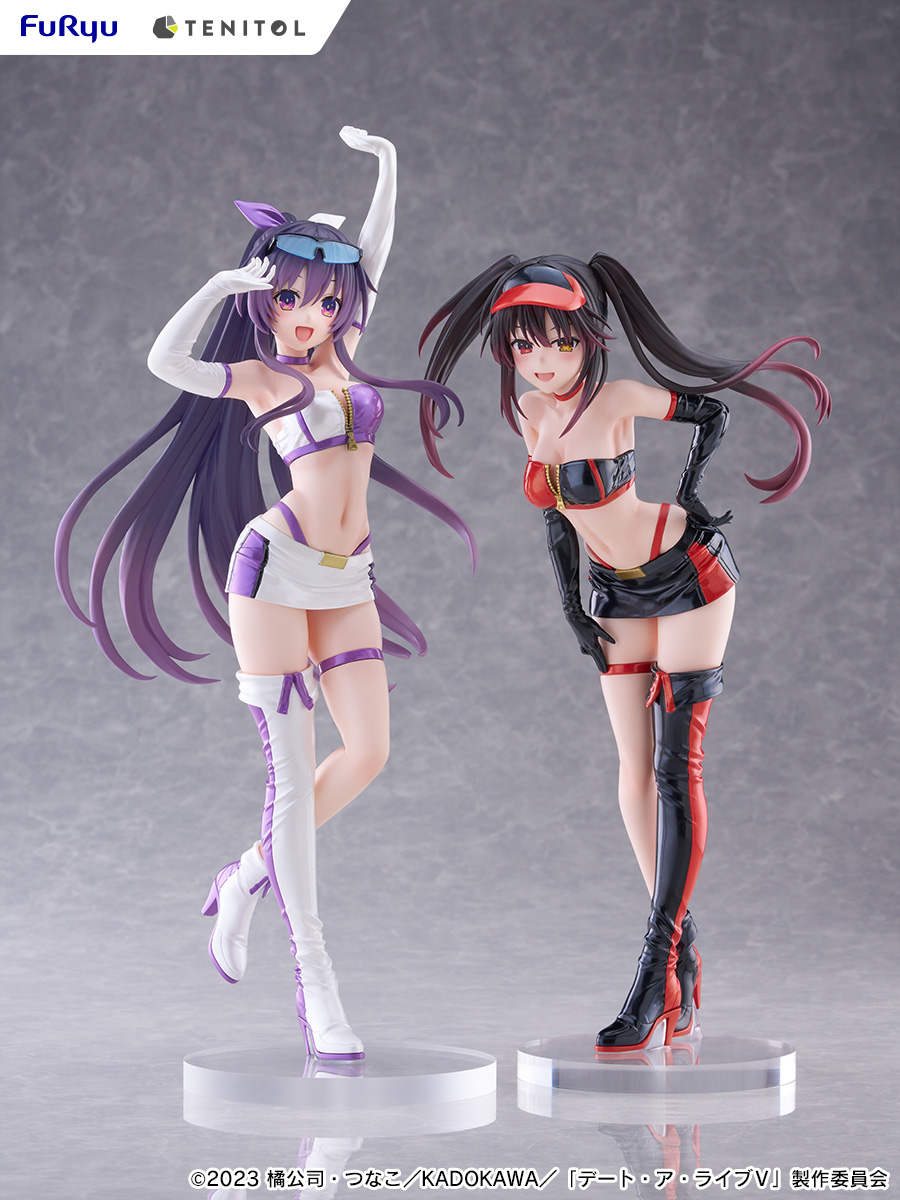 「TENITOL TALL 夜刀神十香&時崎狂三 レースクイーンver. スペシャルセット」※画像の台座は開発中のため、実際のものとは異なる