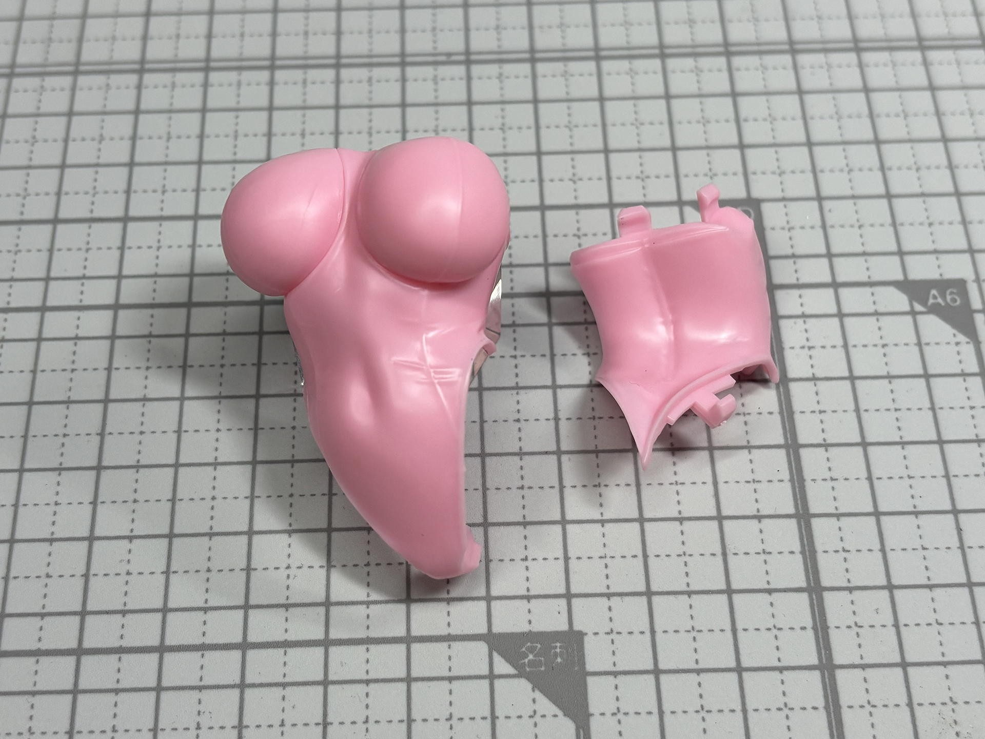 豊かなバストを持つ胴体は、このタイミングではあえて組み立てない