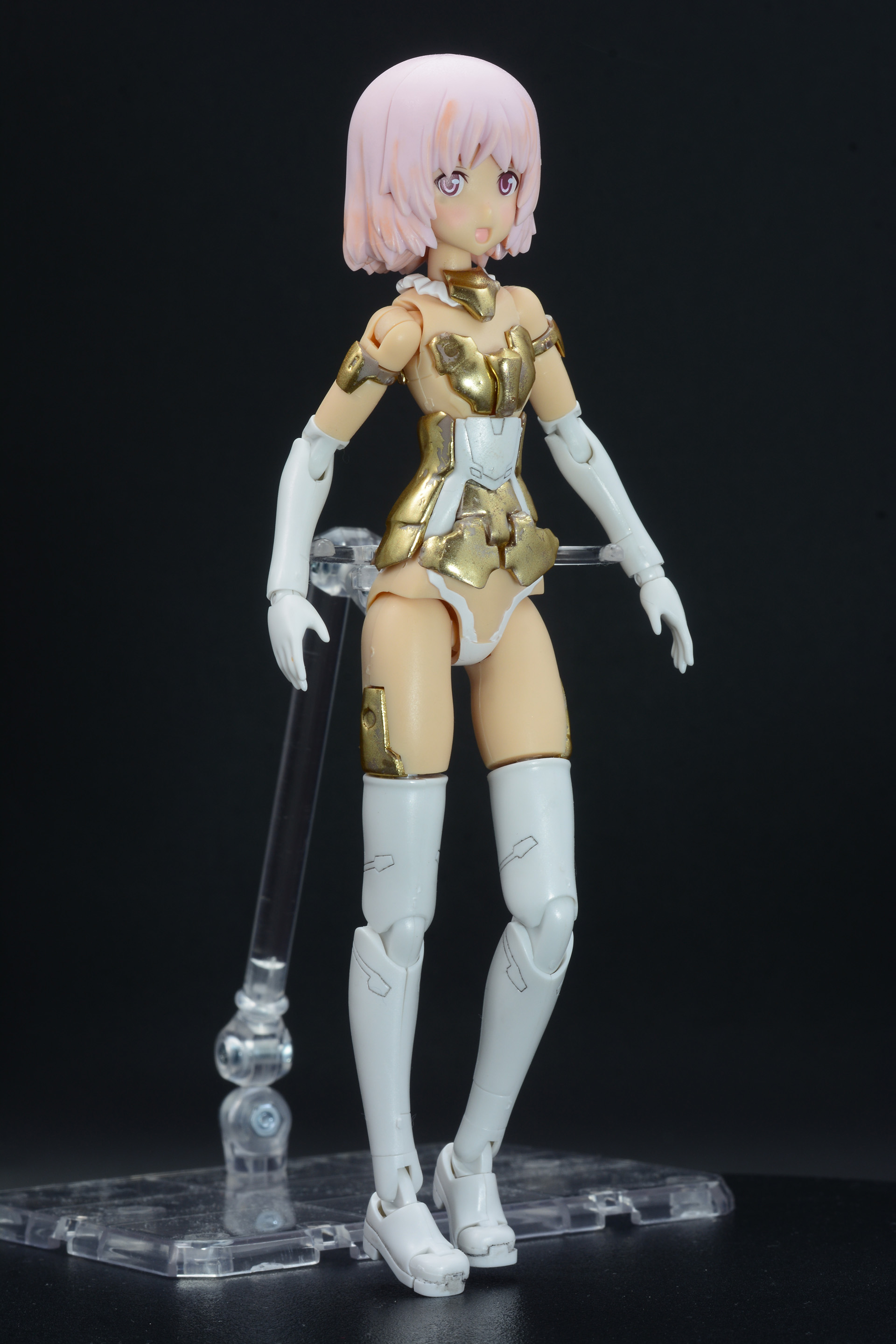 華奢な少女の体型に、金のアーマーがメカニカルな雰囲気を与えている