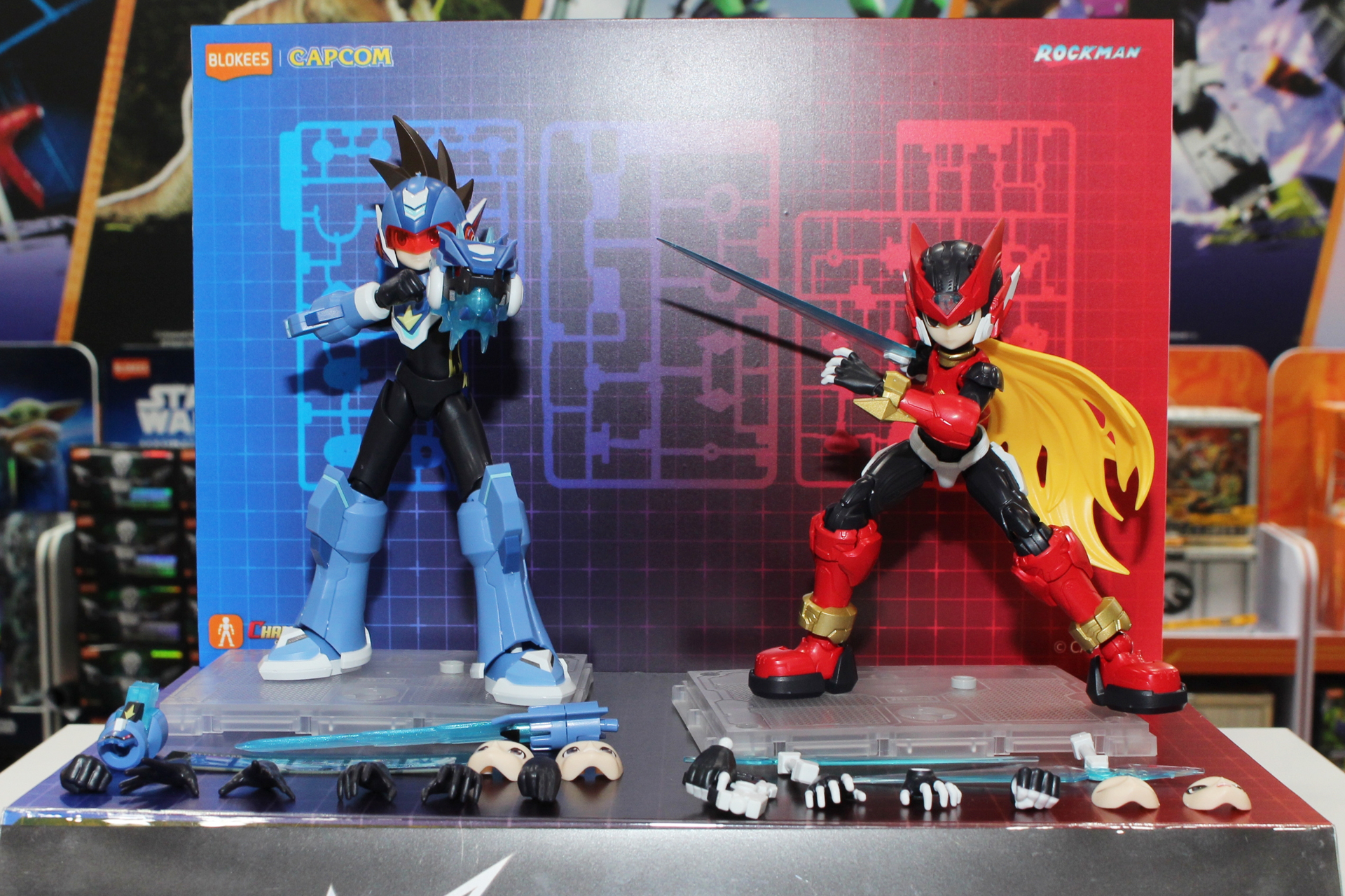 左から「ロックマン」と「ゼロ」。造形のクオリティとともに、可動にも期待がかかる