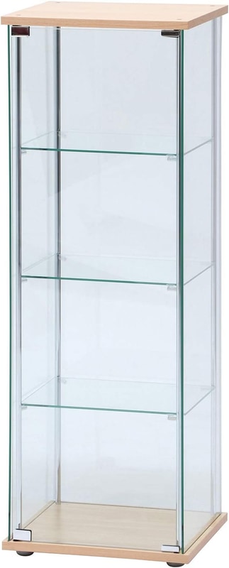 ガラスコレクションケース 4段 ロータイプ ナチュラル 97340（42.5×36.5×120cm[幅×奥行×高さ]）