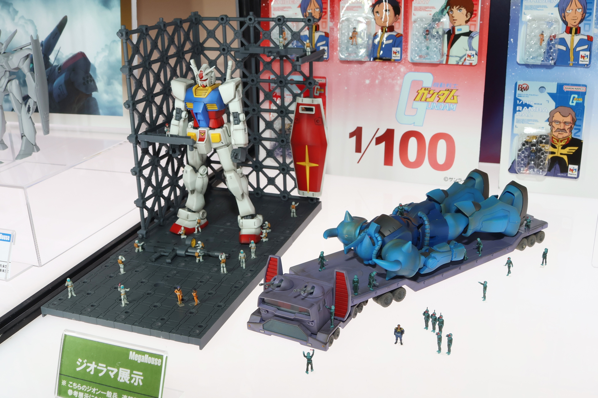 各スケールのガンプラとの展示例