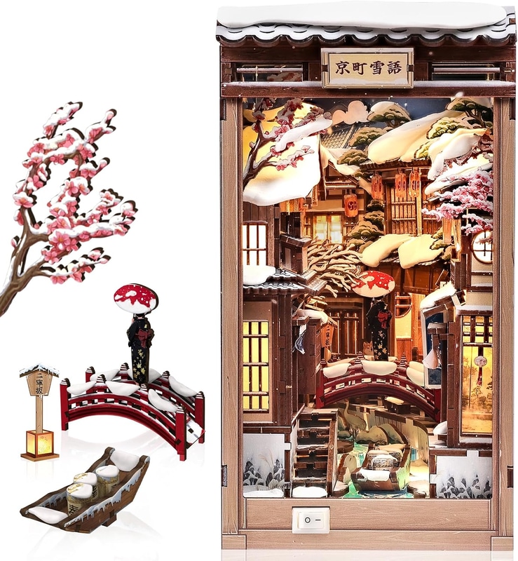 CuteBee DIY ブックヌック キット ドールハウス LED付き「京町雪語」