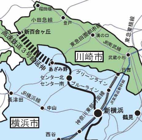 新横浜へのアクセスを向上。東側ルートを有力視<Br><span class="fnt-80">(出典：横浜市都市整備局</span>