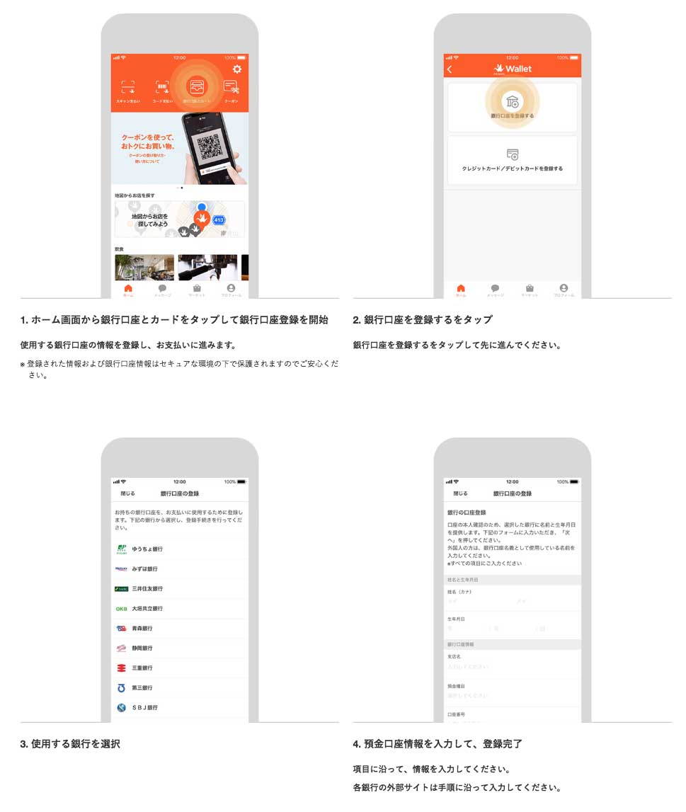銀行口座の登録方法