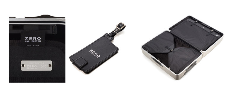 左、シリアルナンバー/ラゲージタグ 右、内装