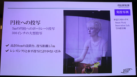 レンズの回転で6方向に投写できる、富士フイルム初の超短焦点