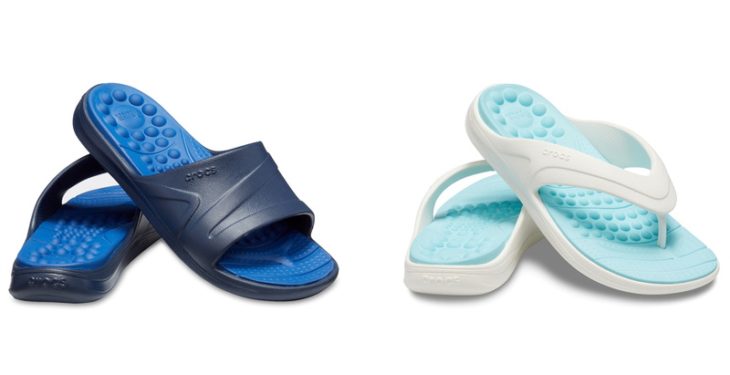 ユニセックスのスライドとフリップ。各5色展開