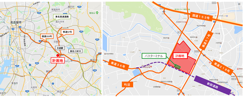 左：広域図、右：詳細図