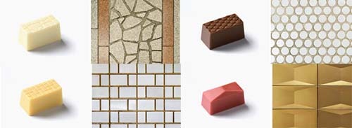 左上「都営浅草線 浅草駅 ホームの床」、右上「都営大江戸線 春日駅 ホームの壁」、左下「都営三田線 神保町駅 ホームの壁」、右下「都営新宿線 九段下駅 改札階の天井」