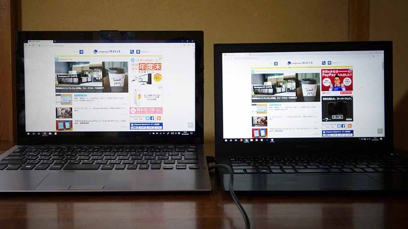 VAIO A12(左)とVAIO Pro 11の画面サイズ比較