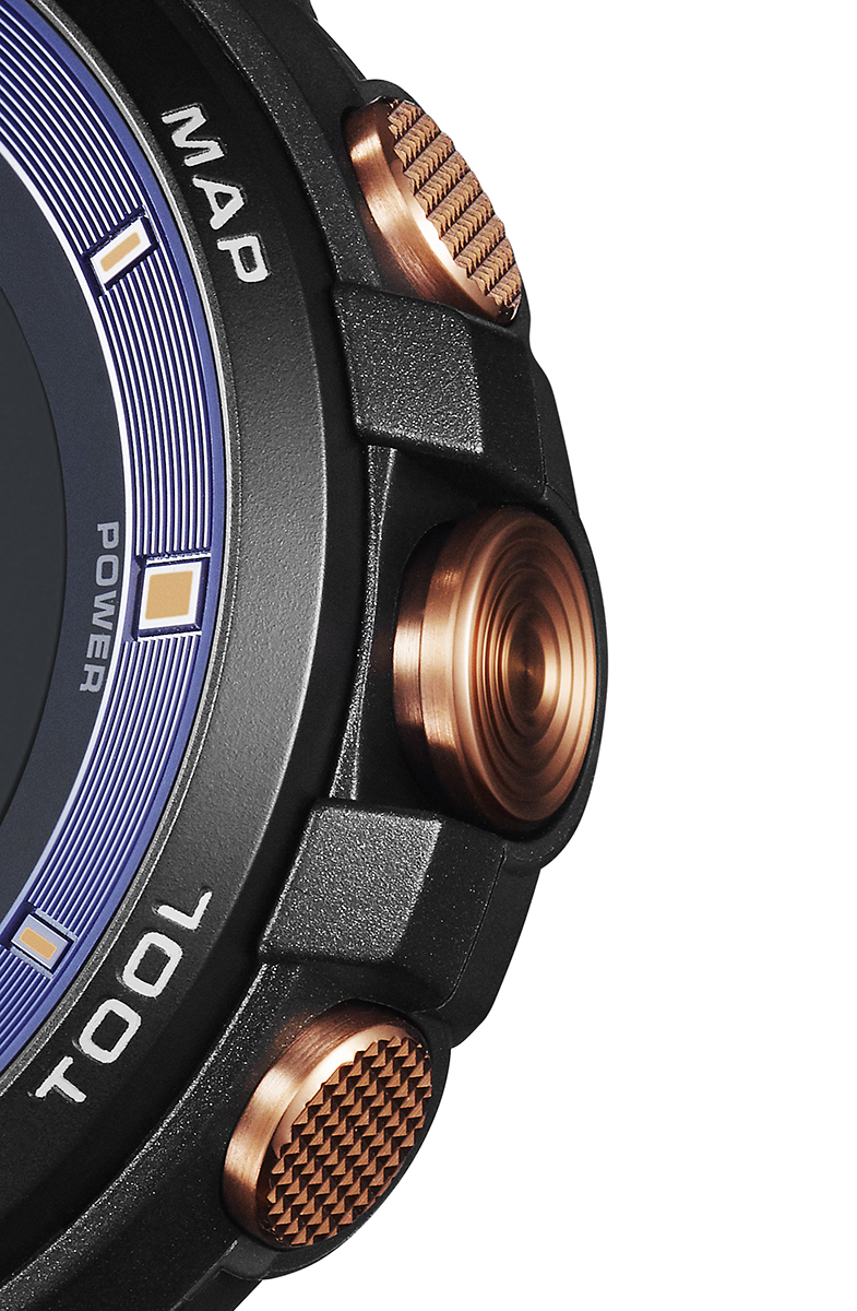 ローズゴールドIP処理を施したボタン