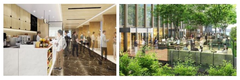 カフェスペース イメージ(左)、スカイテラス イメージ(右)