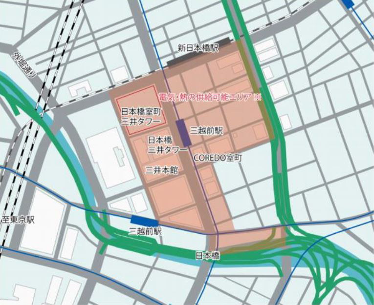電気、熱の供給エリアイメージ