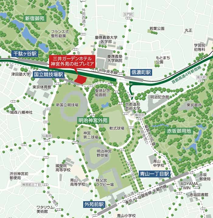 ホテル東側のガーデンテラスからレストランを臨む