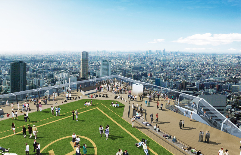 屋上展望空間と中目黒方面の眺望イメージ