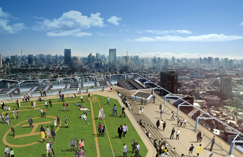 屋上展望空間と六本木方面の眺望イメージ