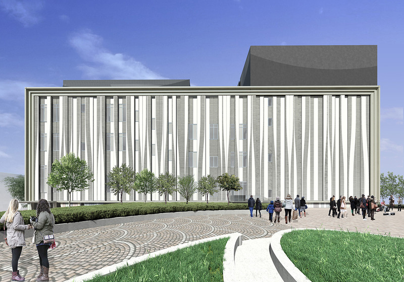 「LINE CUBE SHIBUYA」北側からの外観