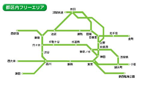 都区内パス フリーエリア