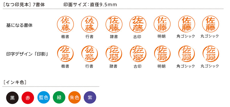 選べる書体見本とインク色