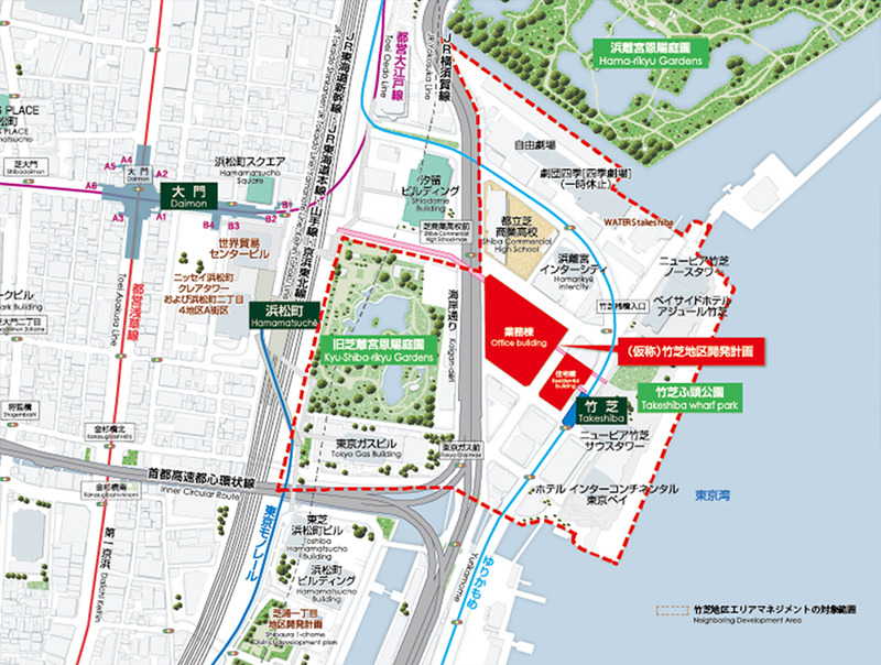 竹芝地区開発計画、竹芝地区エリアマネジメントの対象範囲