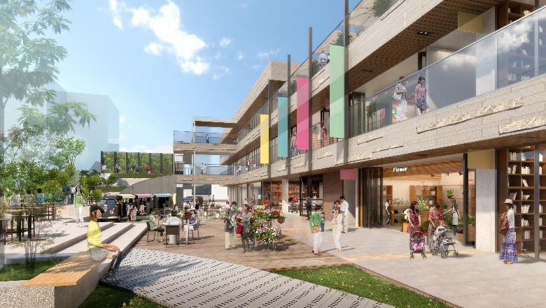 東急不動産提案における広場および商業施設