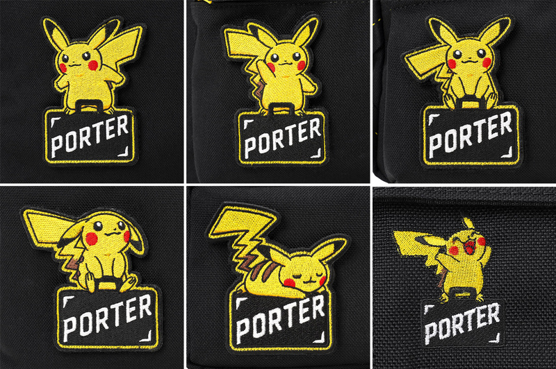 ワッペンおよび刺繍。上段左から2WAY トートバッグ、デイパック、ウエストバッグ、下段左からショルダーバッグ、2WAY ポーチ、ウォレット