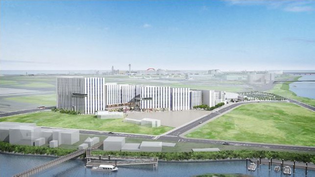 全景(手前に海老取川、奥に羽田空港を臨む)