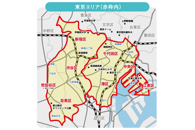 赤枠内が対象エリア