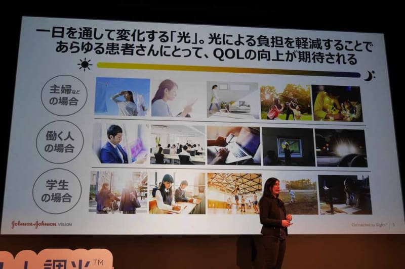 不快な光を軽減することで1日を通して快適性が向上すると考えて調光機能付きコンタクトレンズの開発に着手
