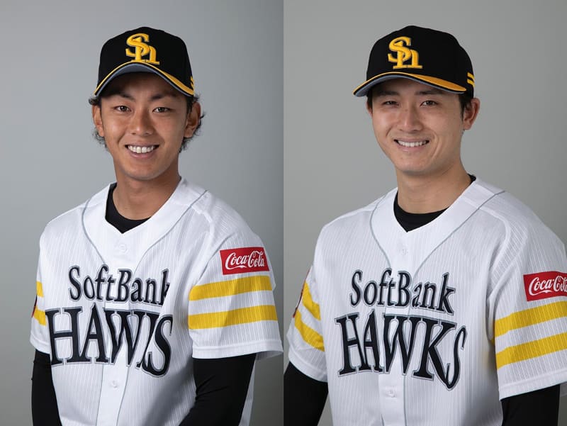 今宮健太選手(左)と髙橋純平選手(右)