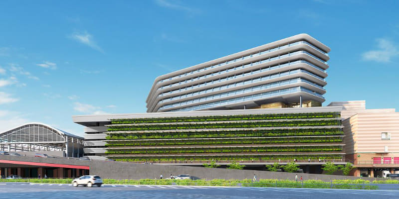 外観イメージ 敷地南からホテルを仰ぎ見る