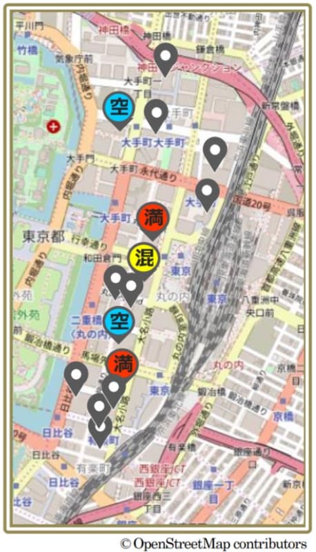 スマホ地図アプリ上の画面イメージ