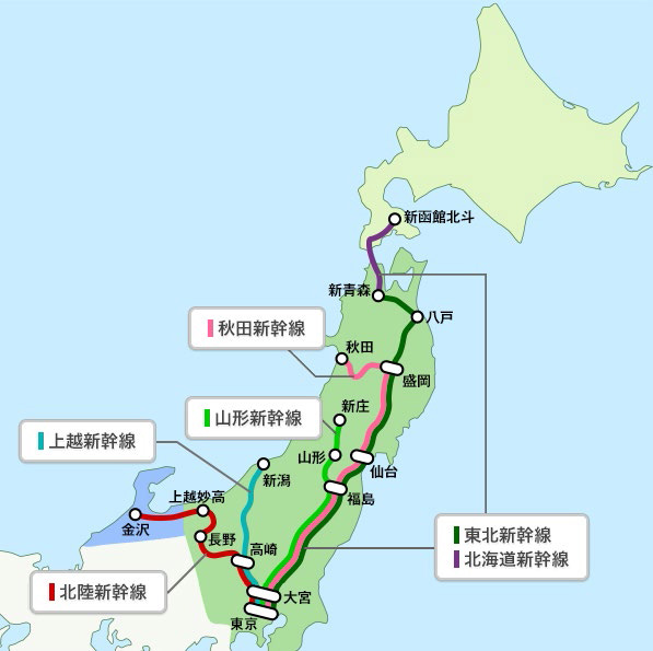 「新幹線eチケットサービス」提供区間