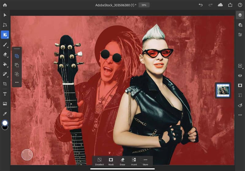 選択系機能の改善で、iPad版でも、よりデスクトップ版Photoshopと遜色ない作業が可能になった