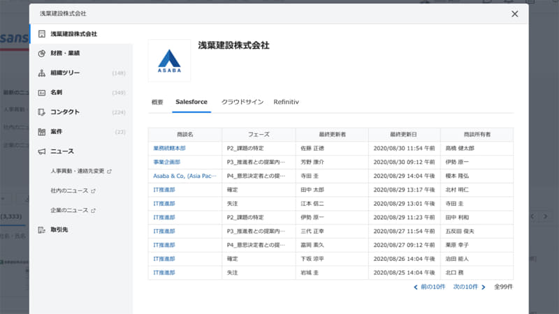 商談管理オプションの画面イメージ
