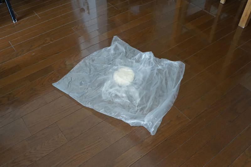 ゴミ袋に入れているとはいえ、食材を床に、しかも足で踏むという若干の罪悪感