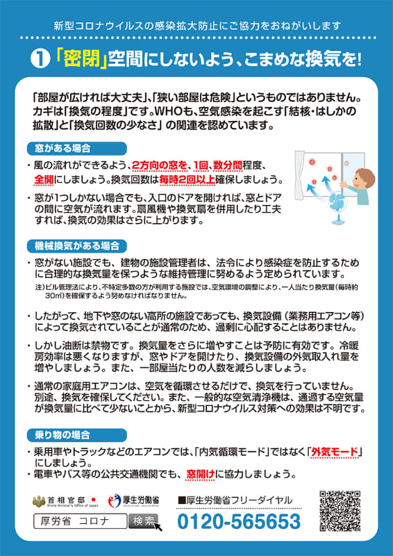 出典：首相官邸ホームページ 3つの密を避けるための手引き