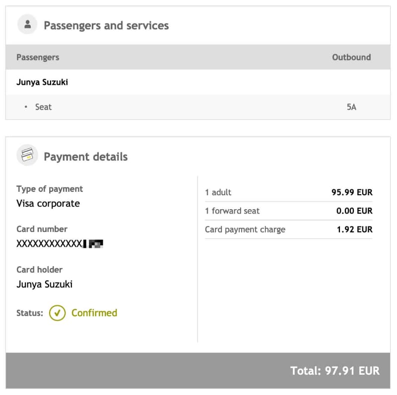 筆者が2019年3月に購入した航空券では、法律施行後にもかかわらずカード決済手数料が別途請求されている