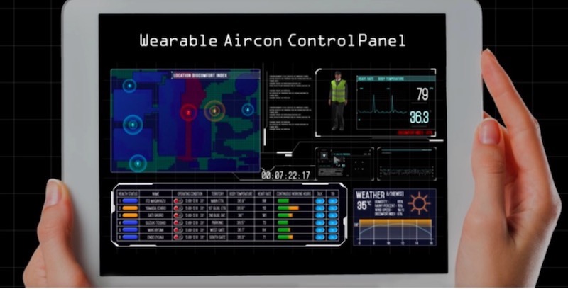 天気や温度、湿度などの環境条件と生体情報を組み合わせ、リアルタイムに健康状態を分析できるよう開発中