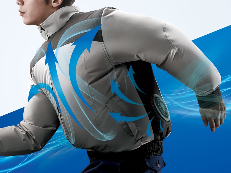 風が通り抜けるファン搭載ウェア