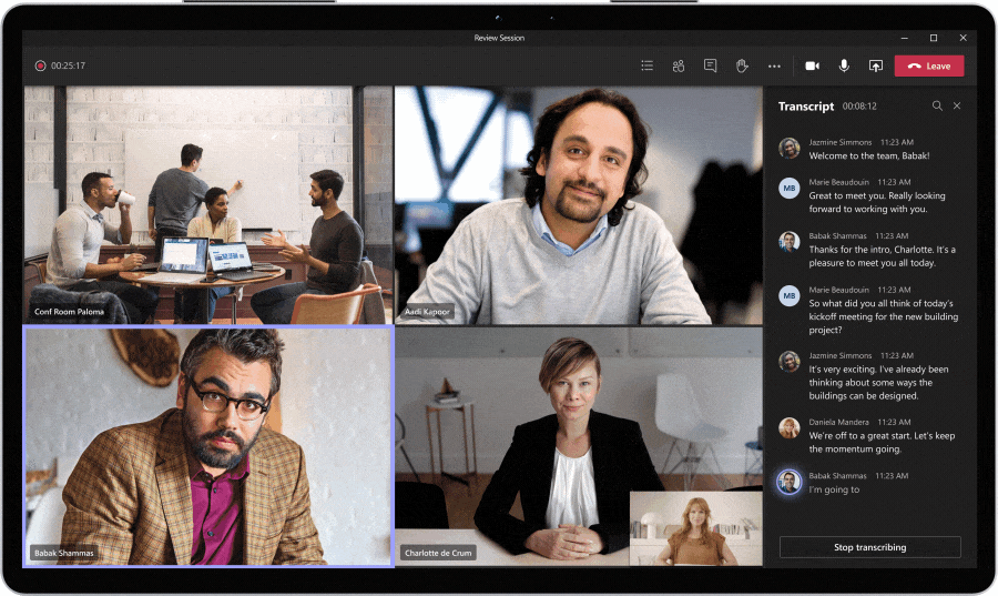 ビデオ会議の自動書き起こしも。まずは英語から