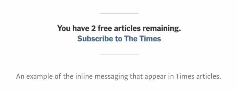 Metered Paywallの表示例