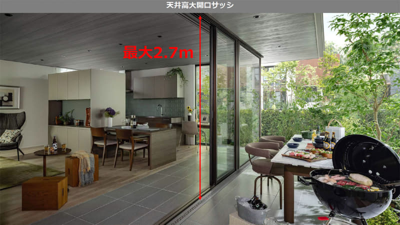 サッシは天井高まで拡大させることが可能に