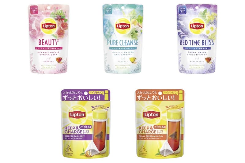 ユニリーバ「リプトン ボタニックティー」(上段)、「リプトン キープ＆チャージ」(下段)