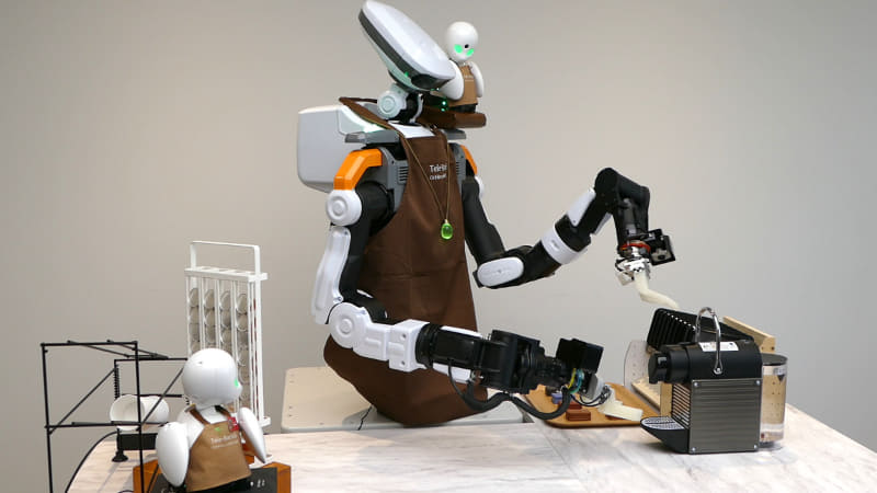 OriHimeとNEXTAGEを組み合わせたロボットが接客、エスプレッソマシンを操作