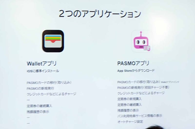 WalletアプリとPASMOアプリの違い